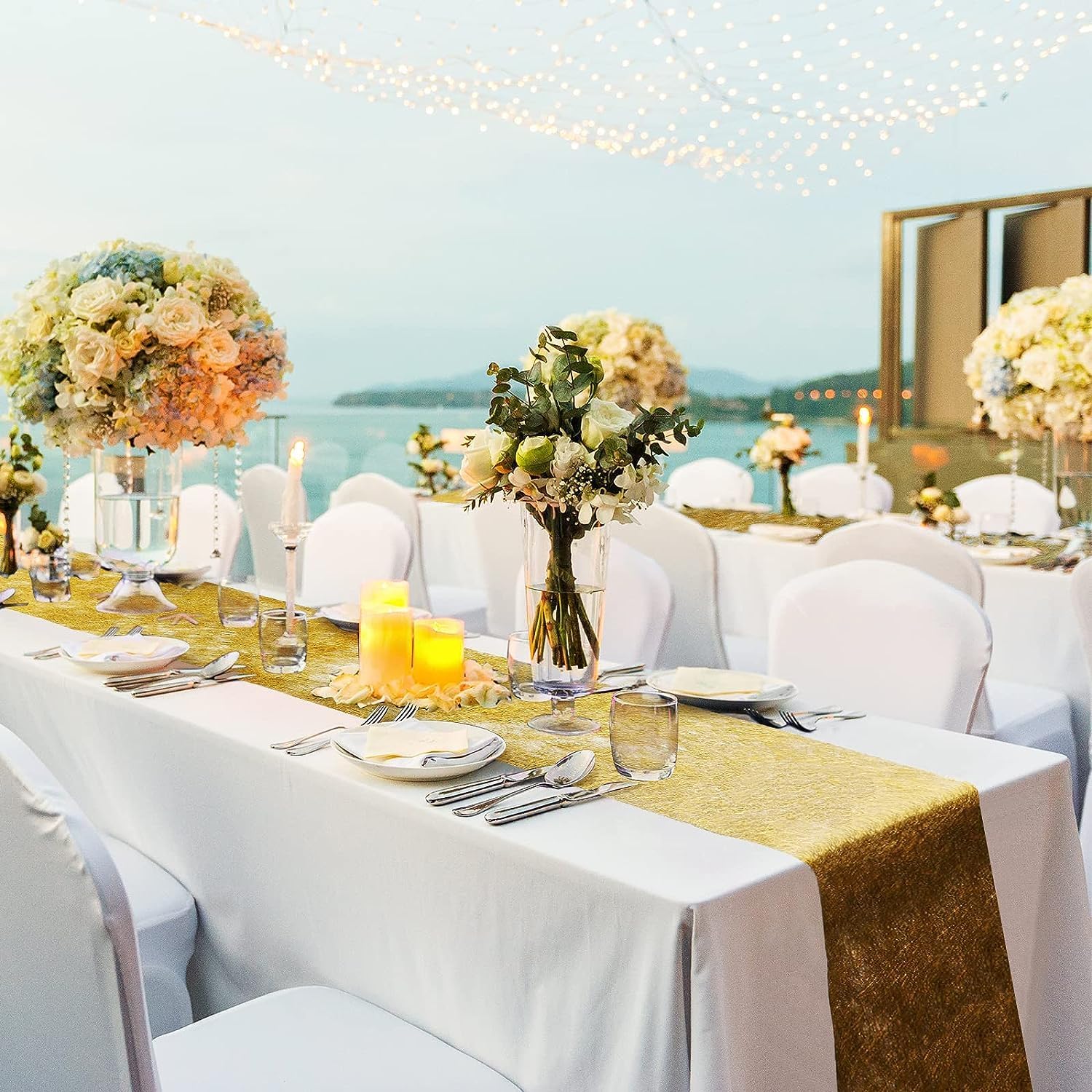 Chemin de table - non-tissé réutilisable - 23x3000cm - pour fêtes, or