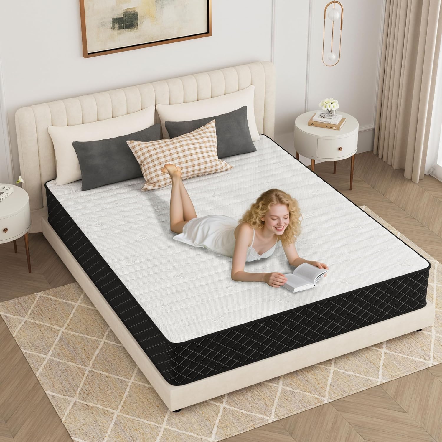 PurrJoys - Matelas Hybride - 90x200 cm - Ressorts H3/H4, mémoire de forme, 7 zones ergonomiques, 20 cm