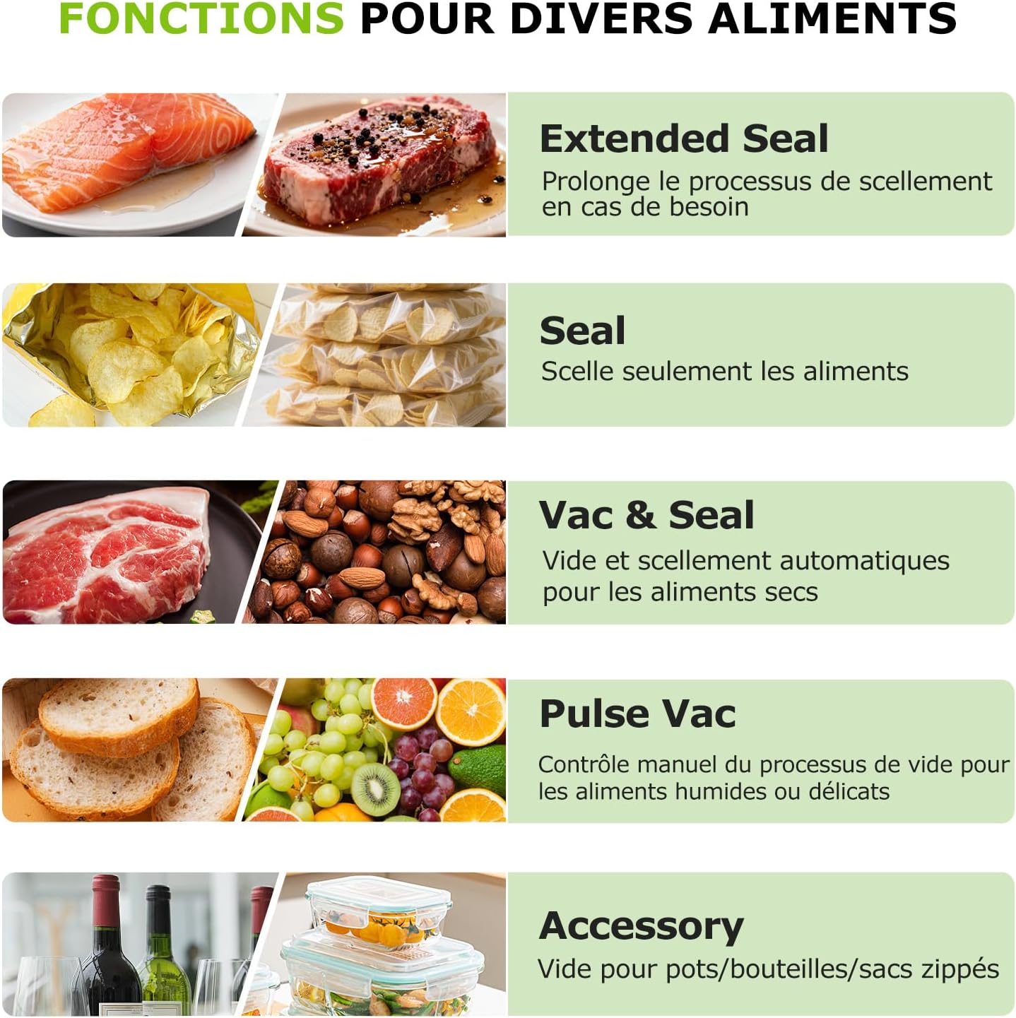 Bonsenkitchen - VS5100 - 15 L/min - Machine sous vide à clip, coupe-sac intégré