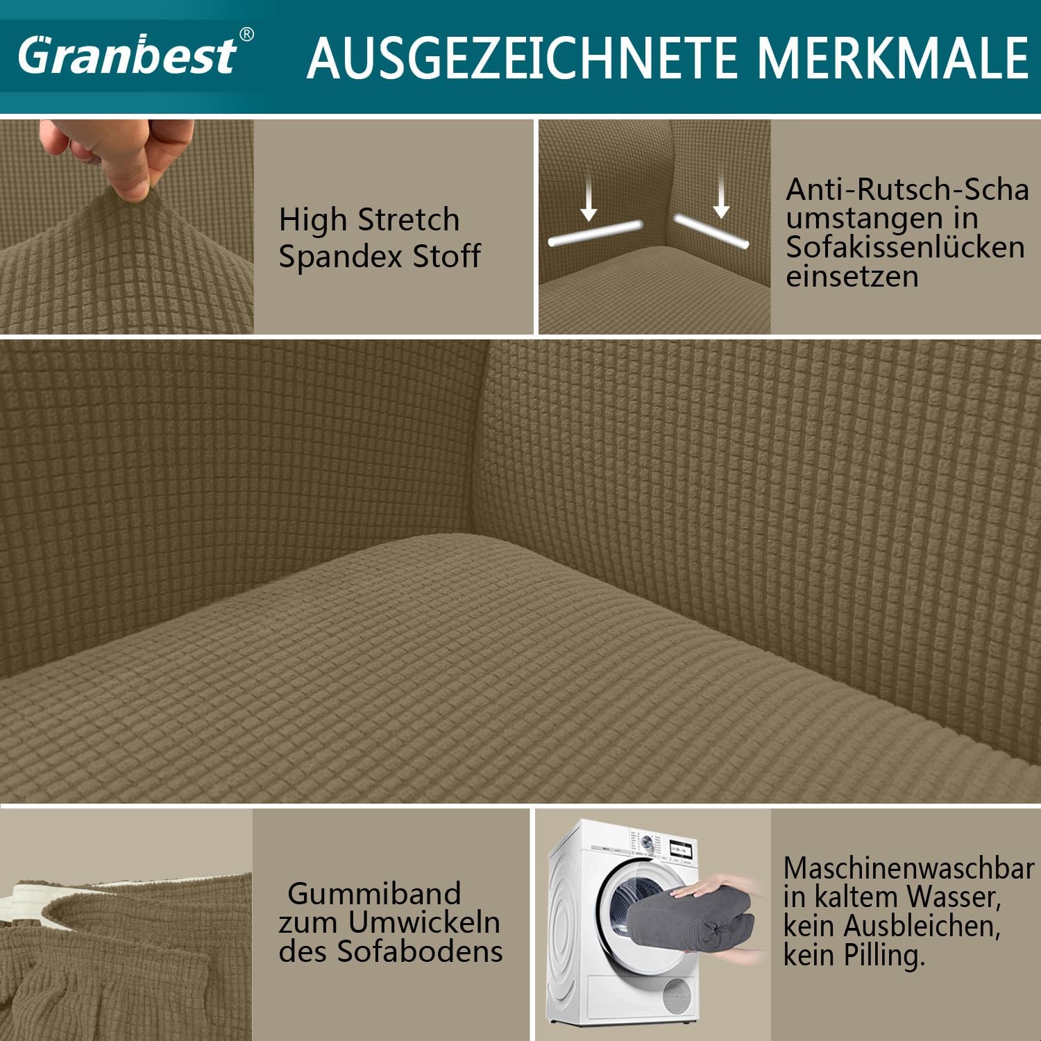 Granbest - housse de canapé jacquard - 3 places - extensible, protection animaux