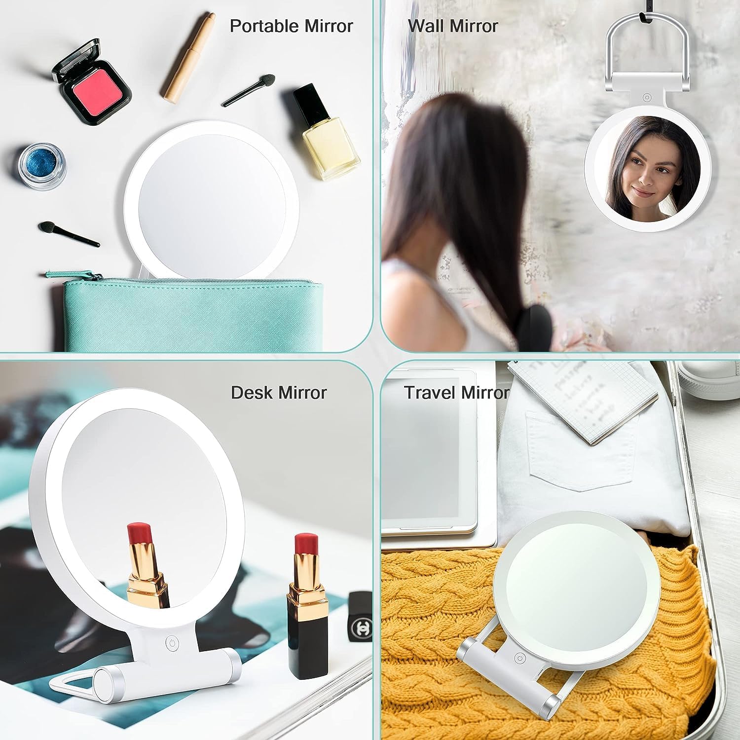 B Beauty Planet - miroir grossissant double face 20x/1x - éclairage LED, écran tactile