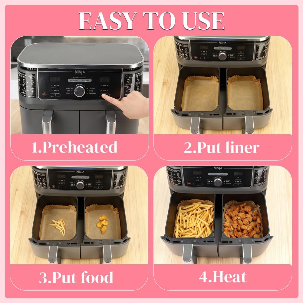 BYKITCHEN - Papier cuisson Air Fryer - 9,5L/7,6L - 100 pièces antiadhésives AF300EU