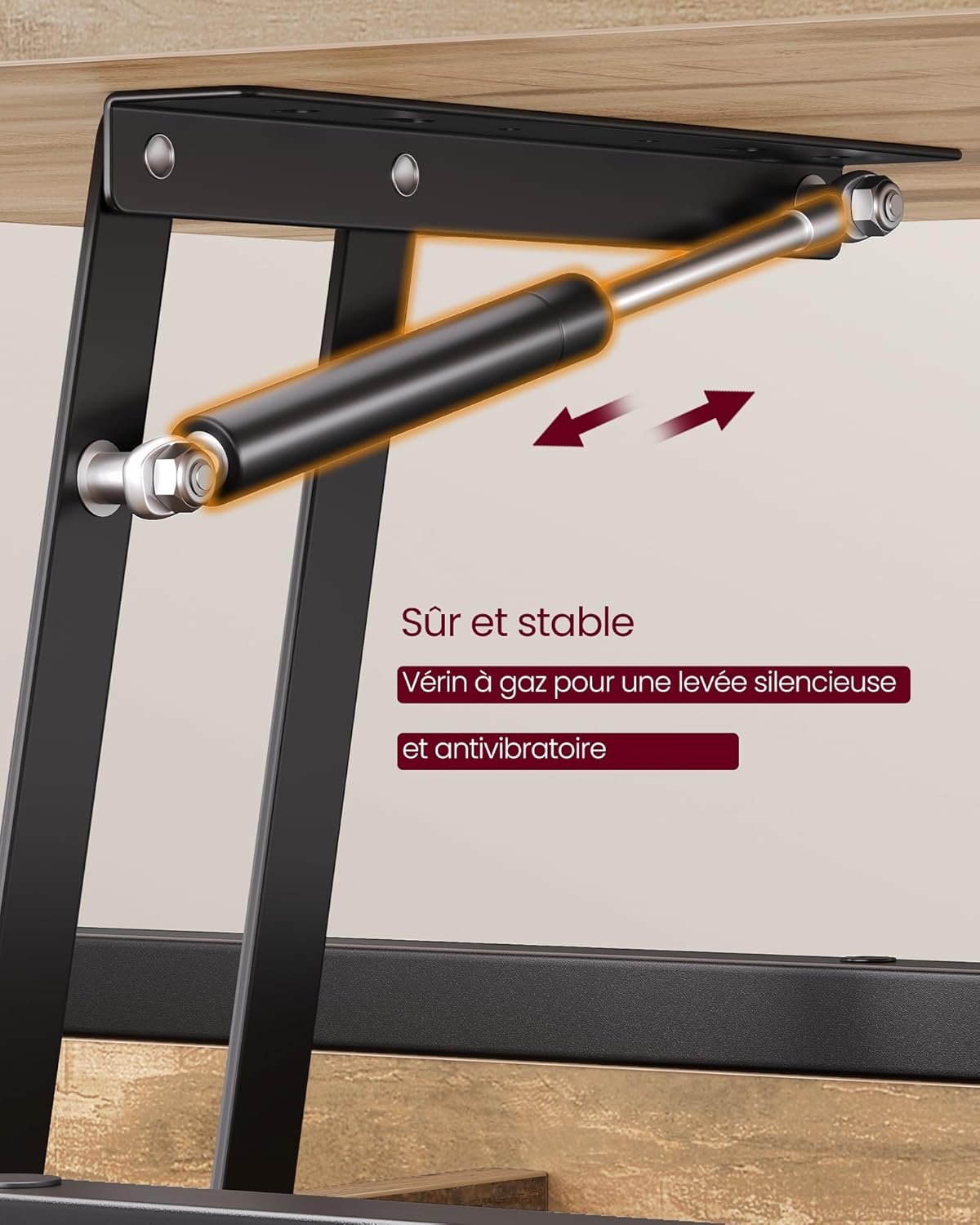 VASAGLE - Table basse relevable série LCT261LB02, 100x50 cm, rangement caché