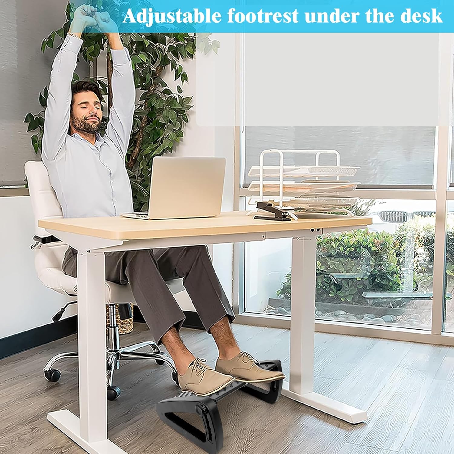 Repose-pieds de bureau réglable, ergonomique, antidérapant, fonction massage, dimensions compactes