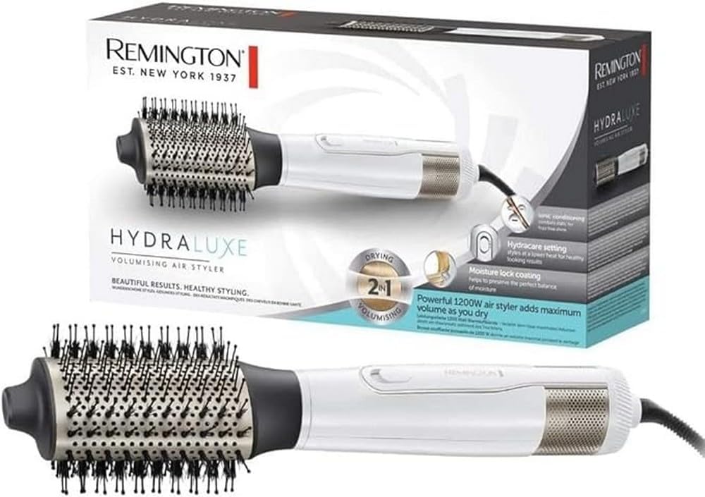Remington - Brosse soufflante Hydraluxe - 1200W, 3 températures, céramique, ionique - AS8901