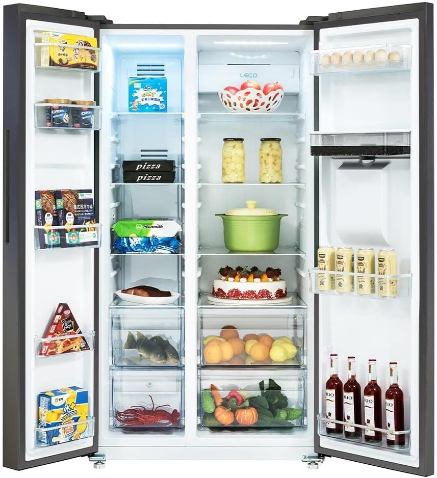 CHIQ - Réfrigérateur américain, 559L, inox noir, no frost, distributeur d'eau, FSS559NEI42D