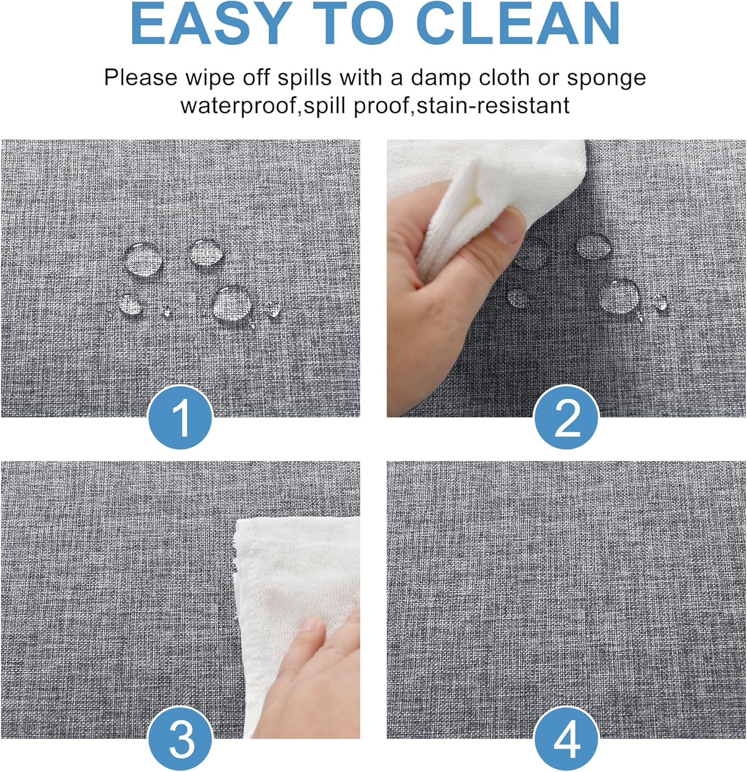 DWCN - effet lin - 140 cm rond - lavable, imperméable, anti-tache