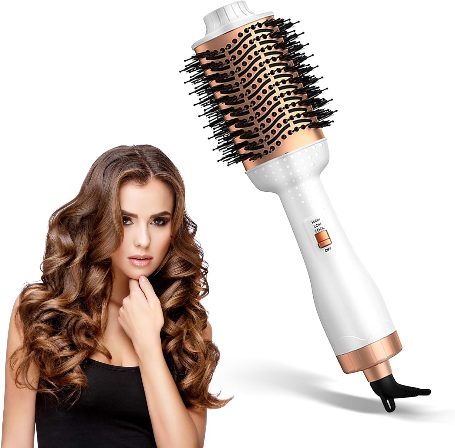 Brosse à boucler - 3 en 1, soin ionique, 3 températures, séchage volumisant