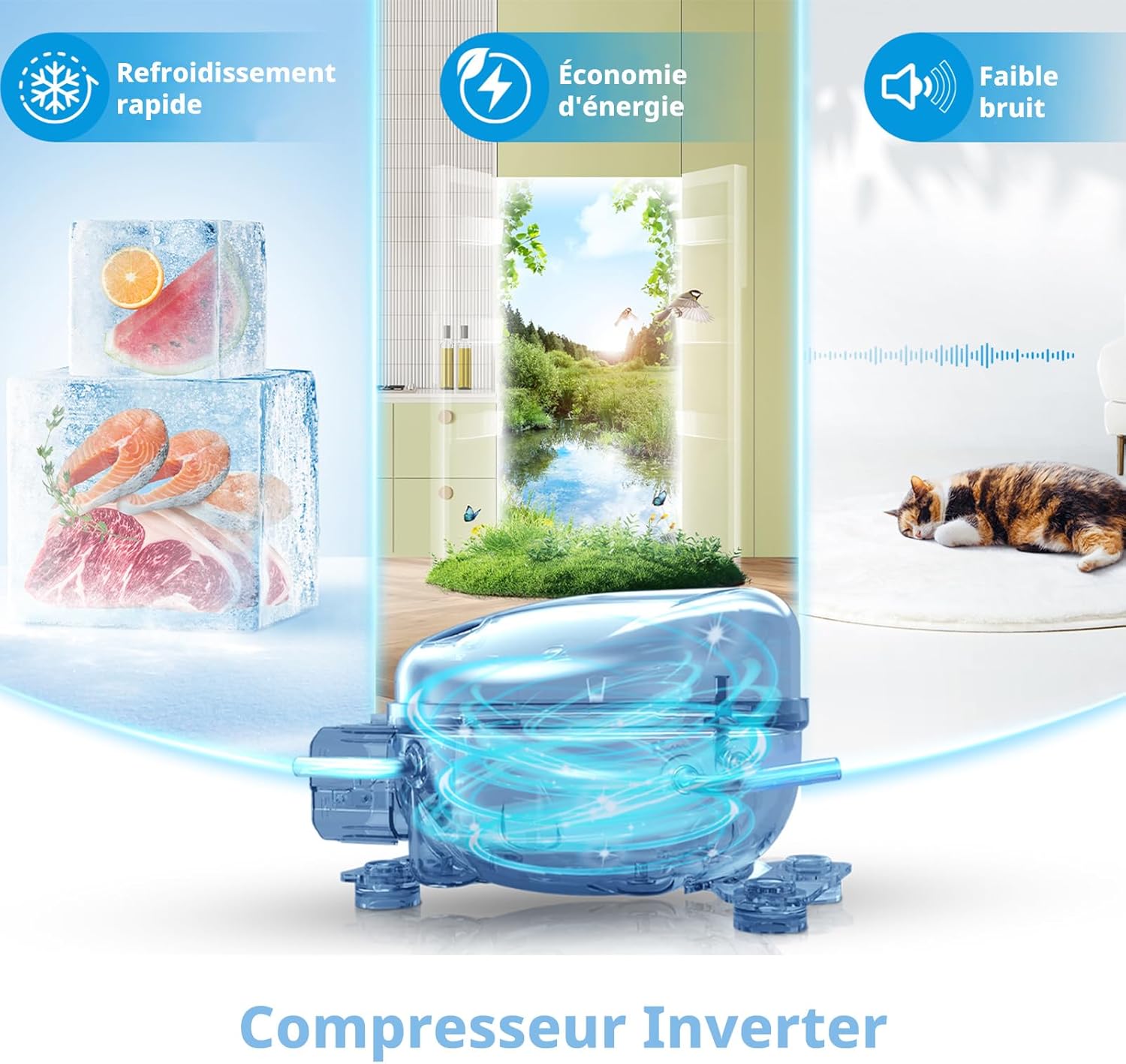 Comfee - réfrigérateur 113L compact, 1 porte, silencieux, congélateur 4* - RCD113WH3EU(E)