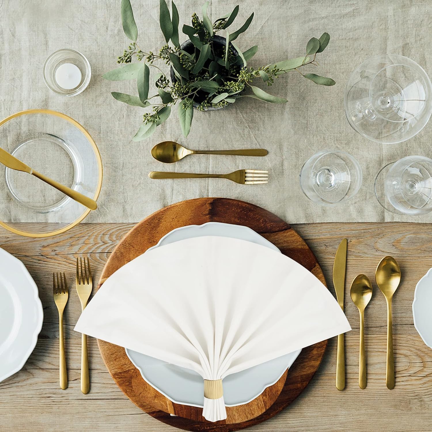 Sweet Needle - Serviettes de Table Cotton Oversize 45x45cm - Lot de 12, tissu épais, coins arrondis