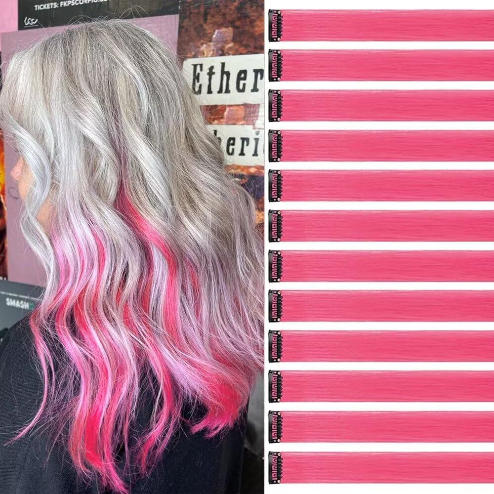 Extensions cheveux - mèches rose pêche - 55 cm - pack de 12, tressage