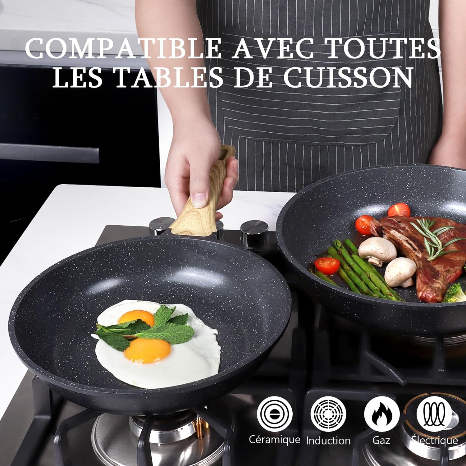 GiPP - poêle à frire granit 30cm - antiadhésive, induction, sans PFAS