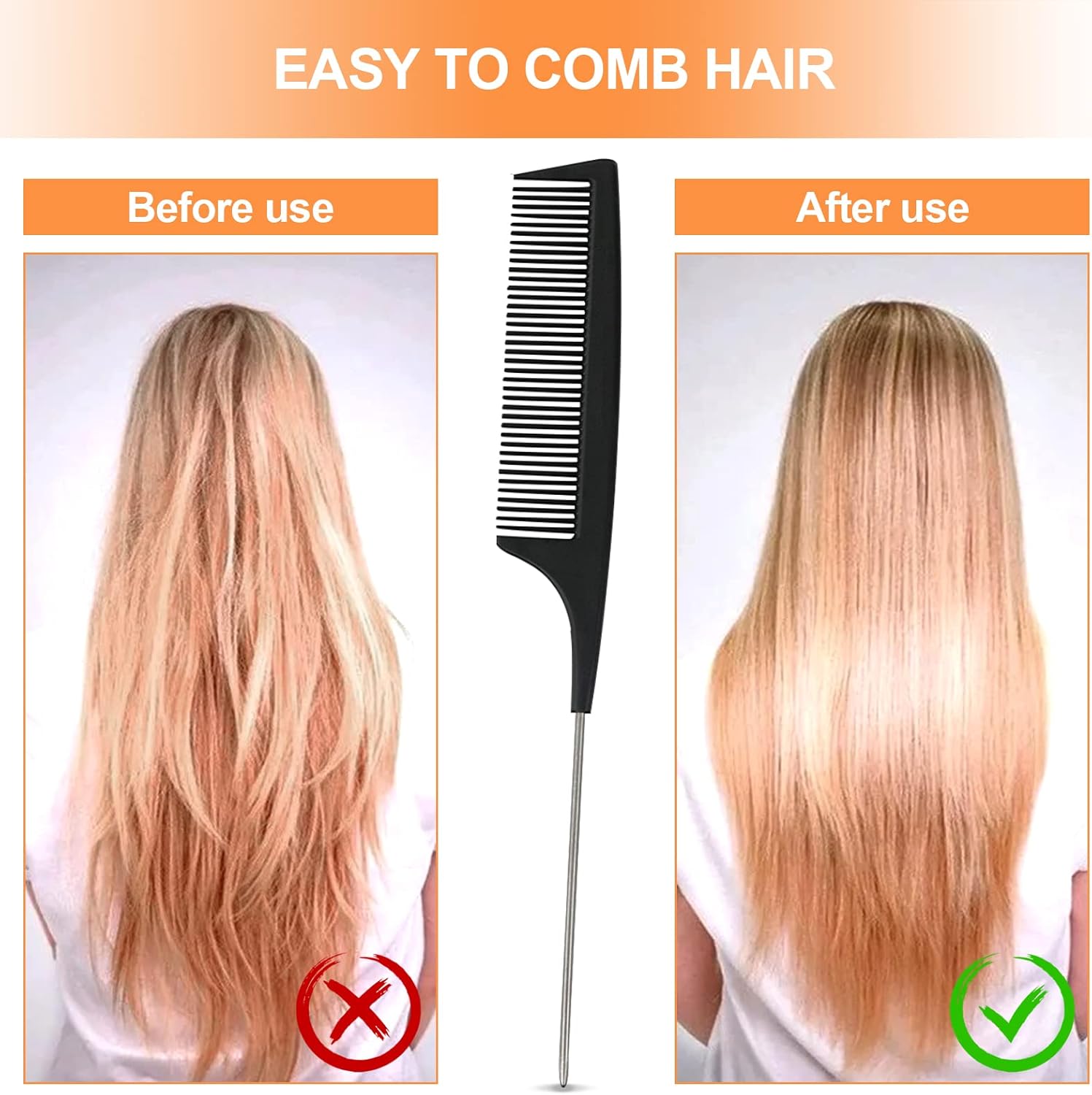 Peigne cheveux - Set 3 peignes carbone - fins, antistatiques, salon, homme