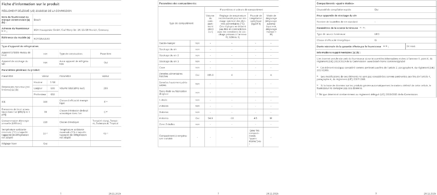 Bosch - réfrigérateur combiné Série 4 - 288L inox, 60x176cm, froid brassé - KGV33VLEAS