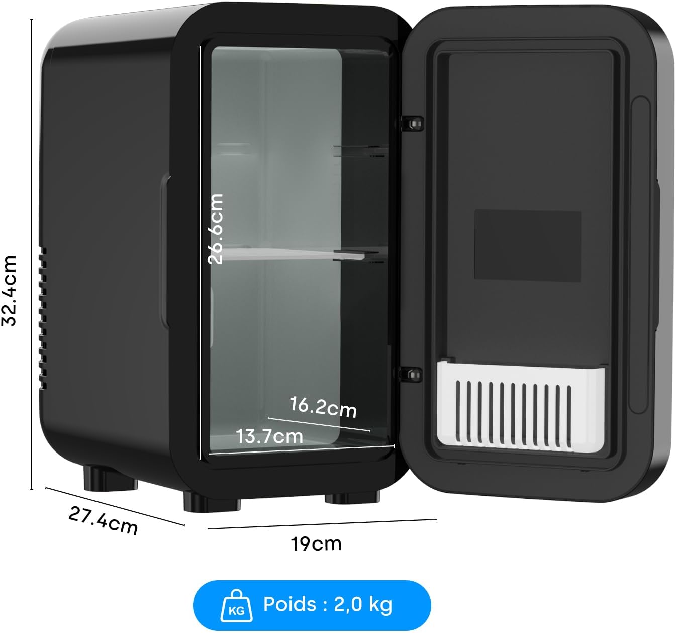 Enventor - Mini frigo 6L, AC/12V, froid/chaud, compact, noir