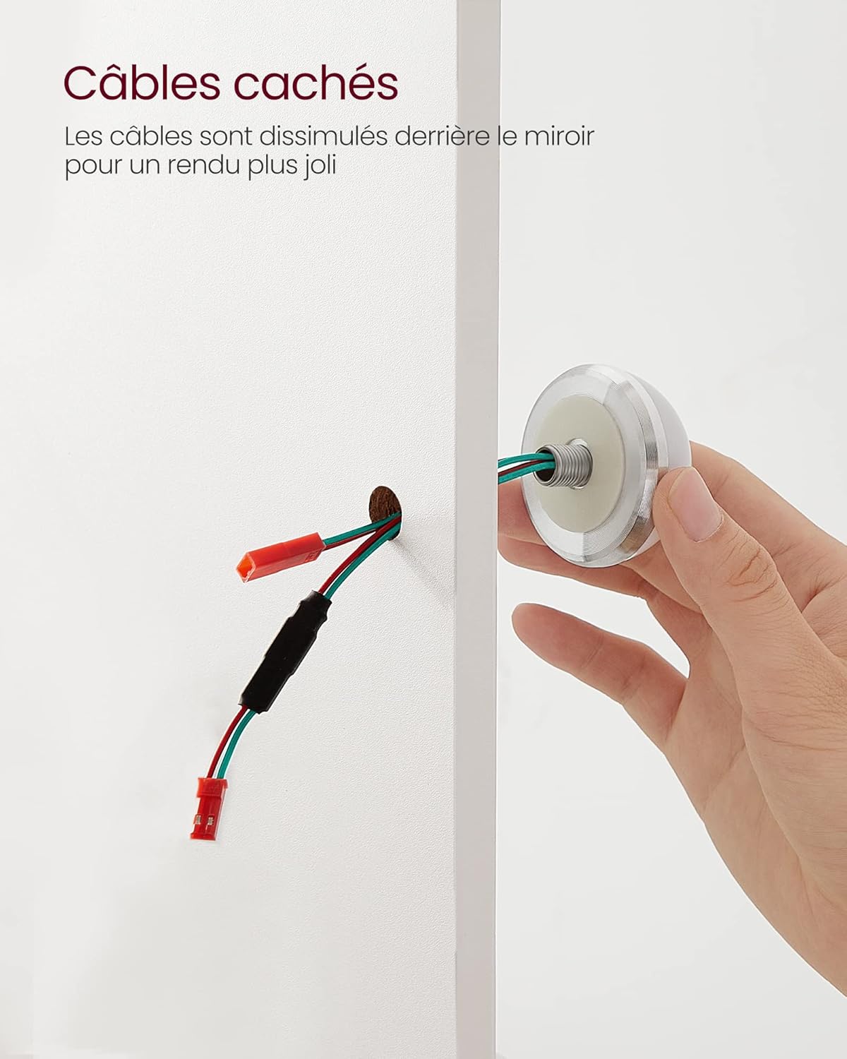 VASAGLE - Kailyn Collection - 80 cm - Coiffeuse miroir lumière, tabouret, rangements, RDT714W01