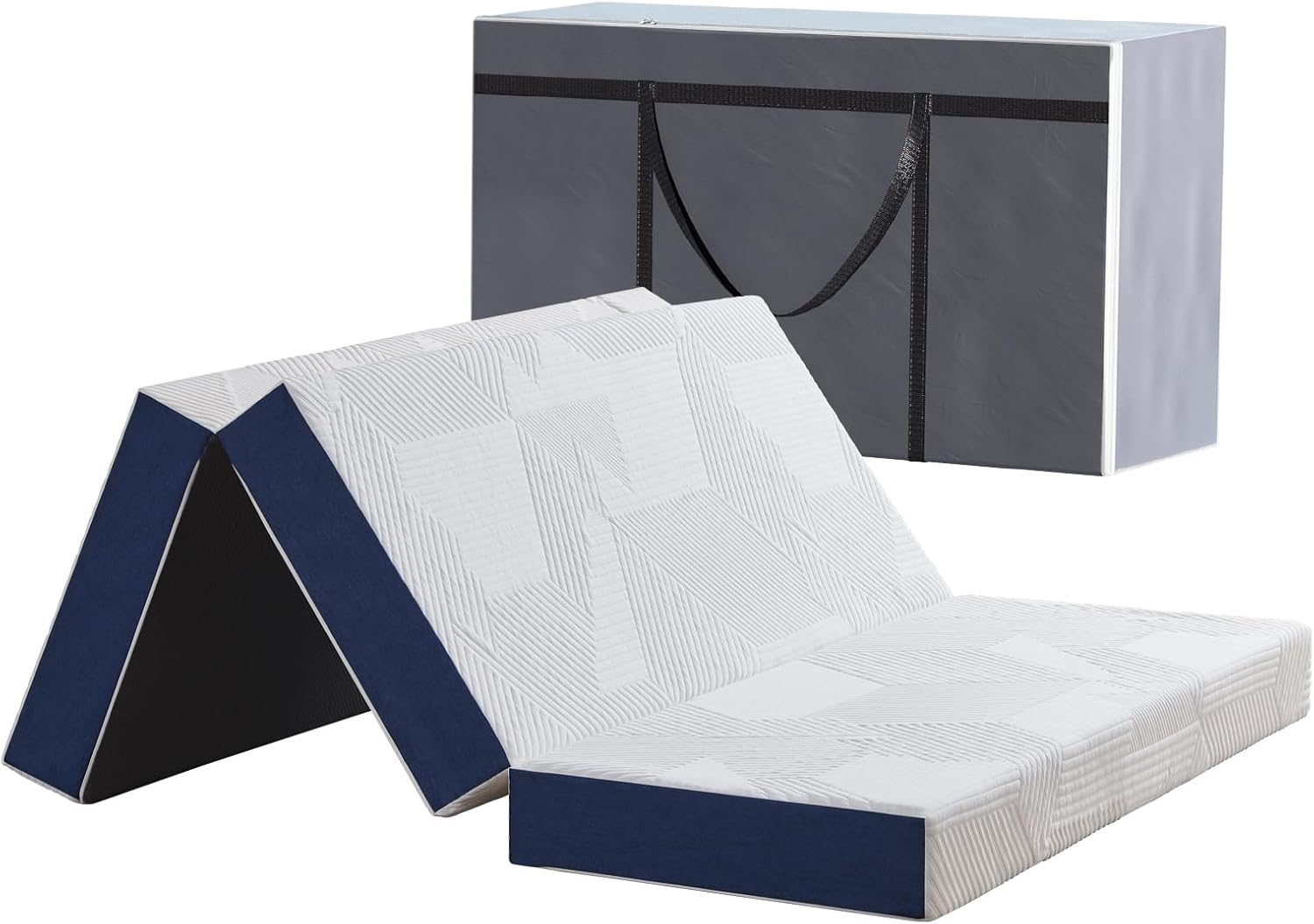 Matelas pliable - 120x190x10 cm - mousse mémoire, housse lavable, sac transport