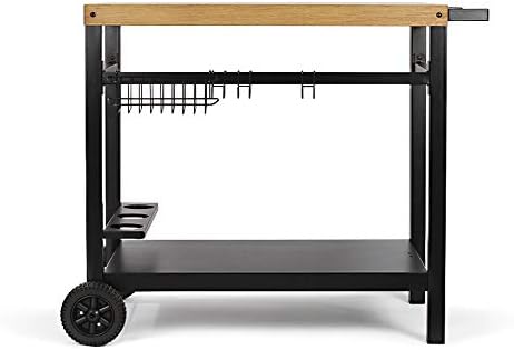 Chariot plancha noir/bois - rangement intégré - GS131