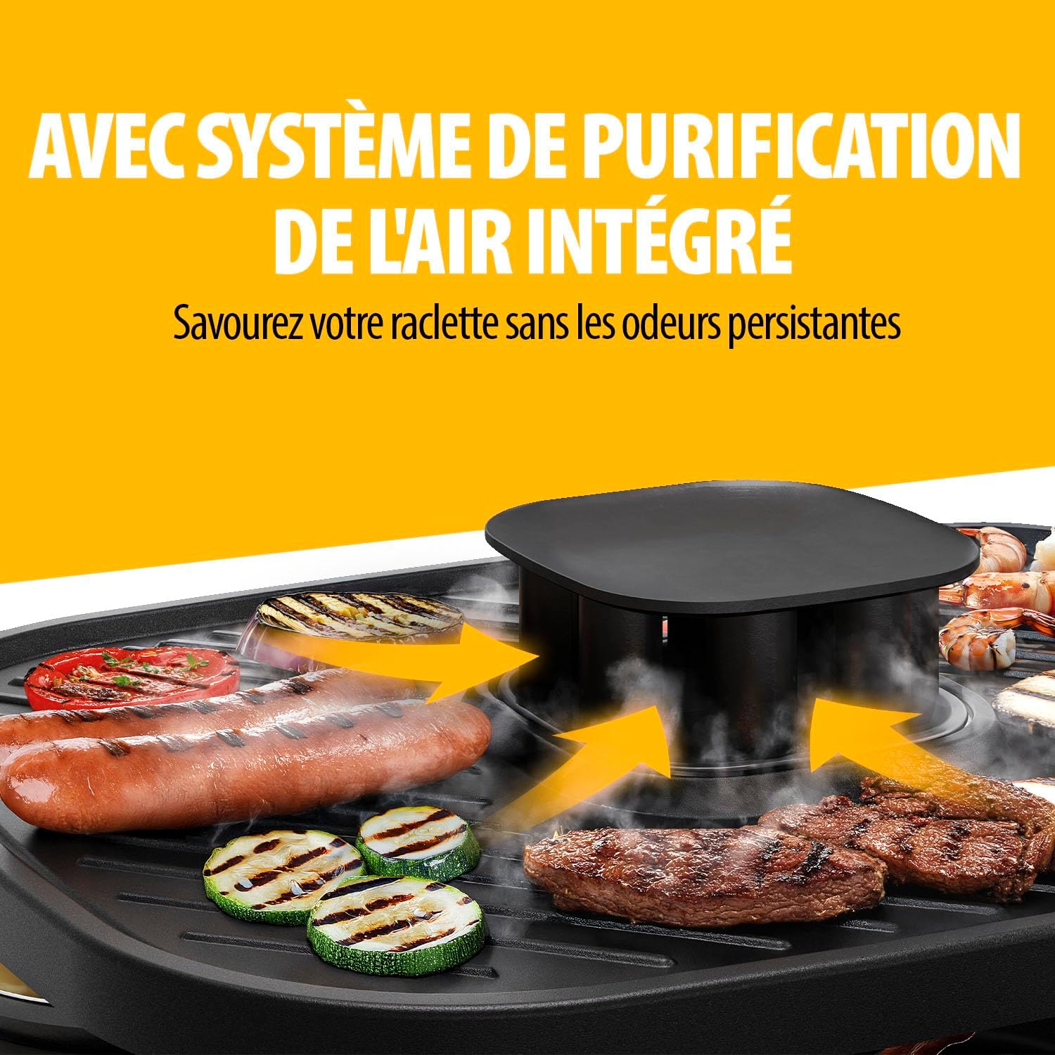 Tristar - Raclette 6 personnes - 1100W, filtration air, sans odeurs, antiadhésif, RA-2760