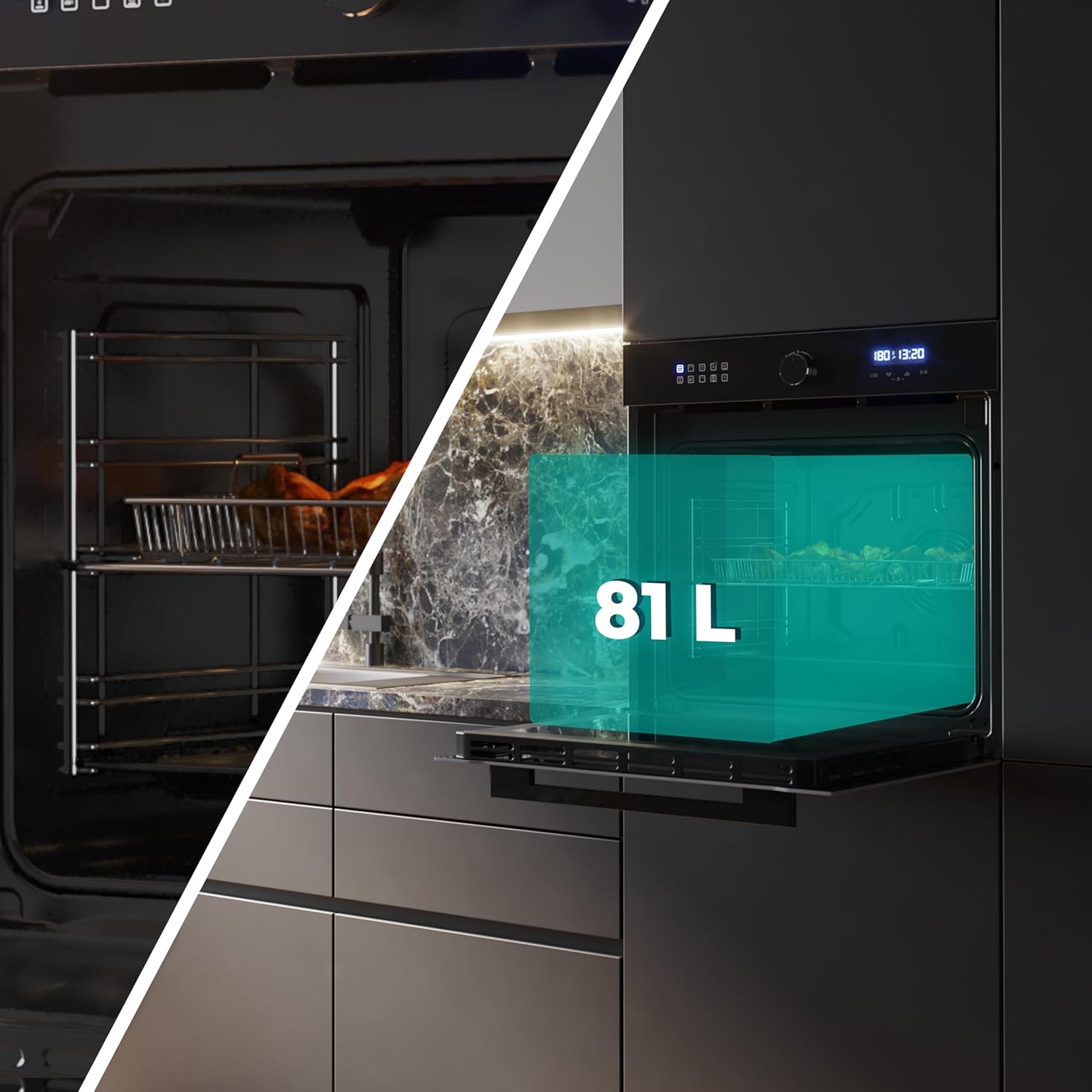 Cecotec - Bolero Hexa, 60 cm, 81L, Airfryer, Vapeur, 3D, 3400W, AF316000