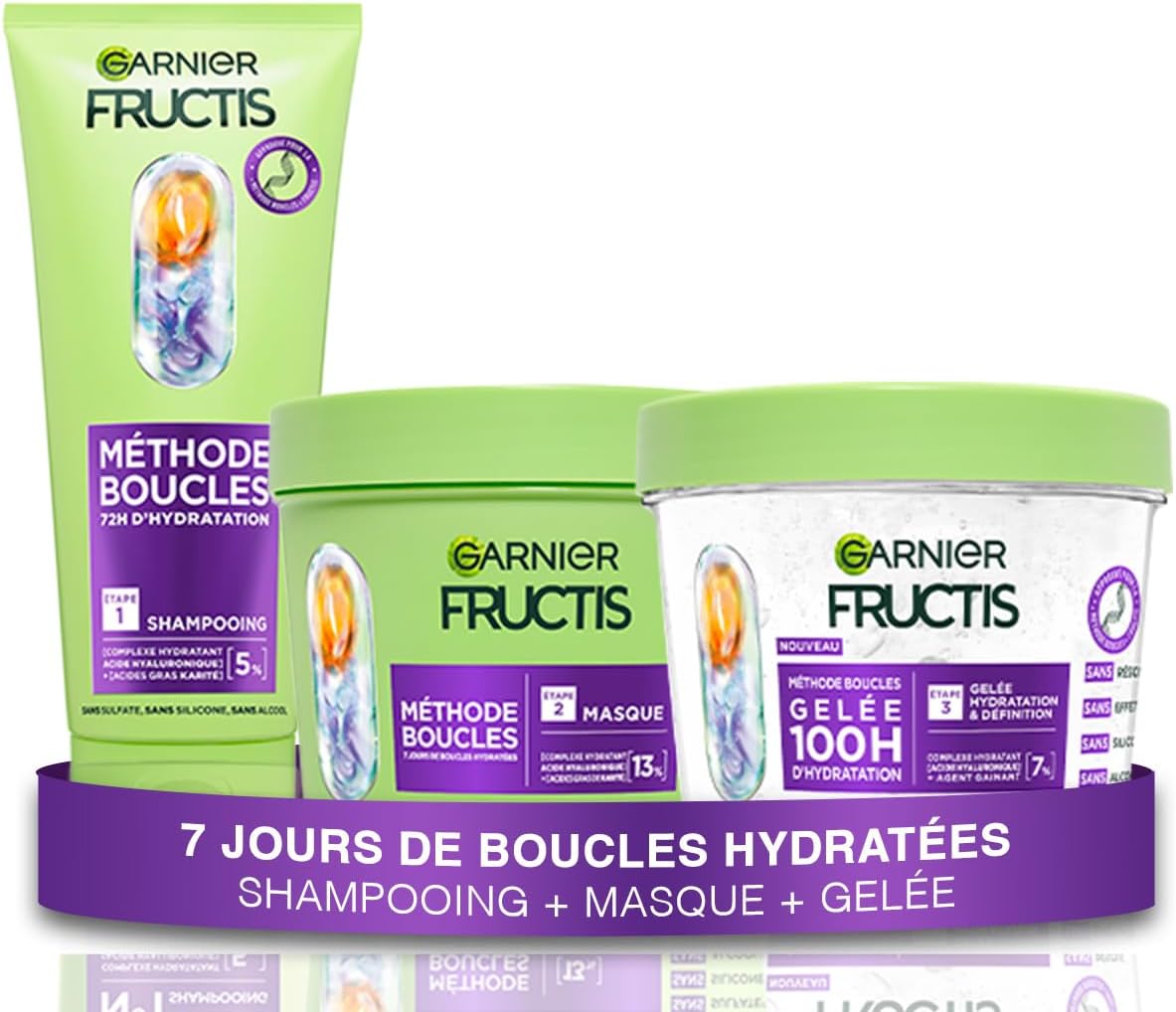 Garnier Fructis - Méthode Boucles - routine 3 produits - hydratation & définition cheveux bouclés
