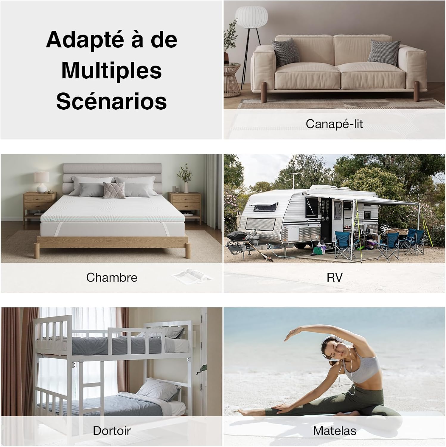 Novilla - surmatelas série mémoire de forme - 120x200 cm - 7,5 cm, housse lavable, antidérapant, sangles élastiques