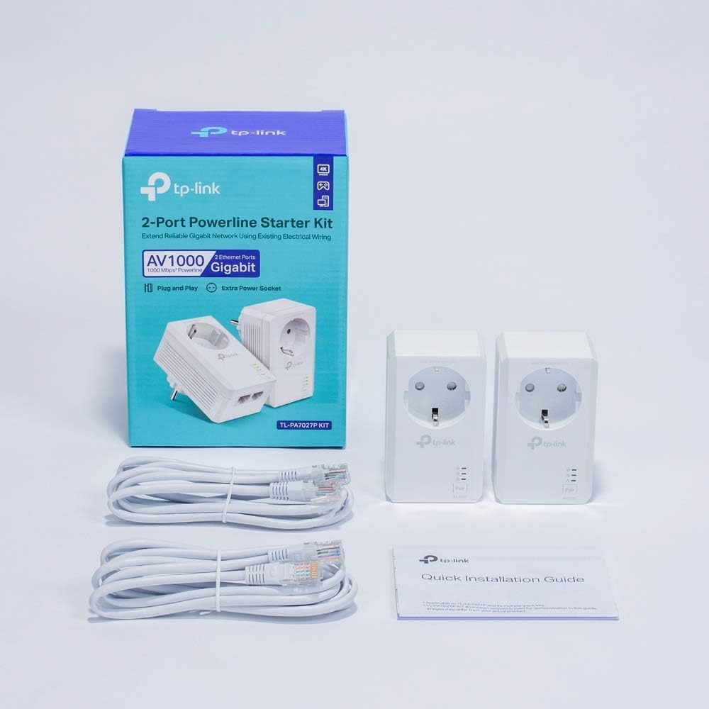 TP-LINK - Starter Kit Powerline 2 ports GigE, HomePlug AV, TL-PA7027P V1