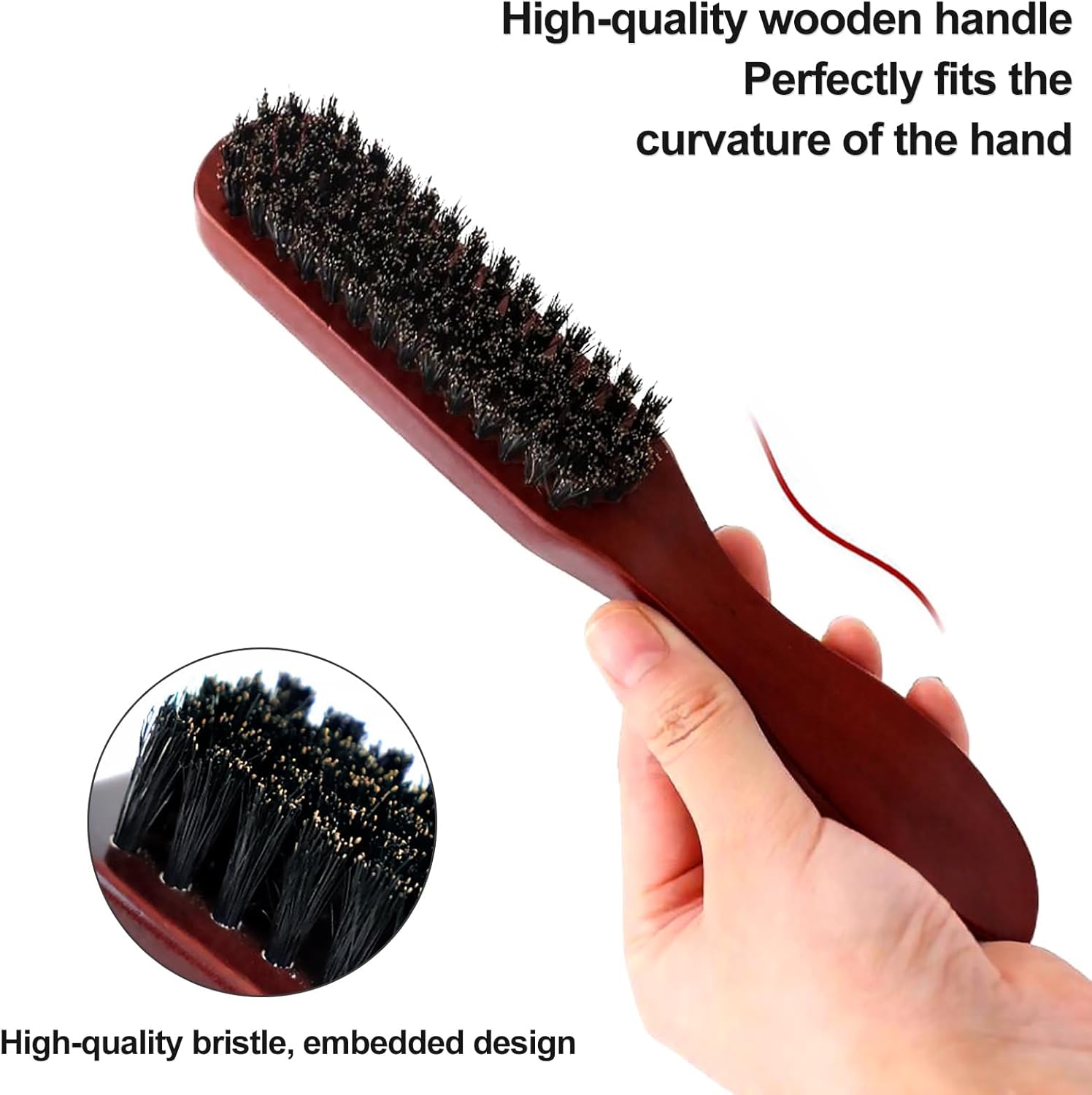 Brosse à cheveux en poils de sanglier - Brosse plaquante - Pour femmes et hommes - Idéale cheveux et barbe