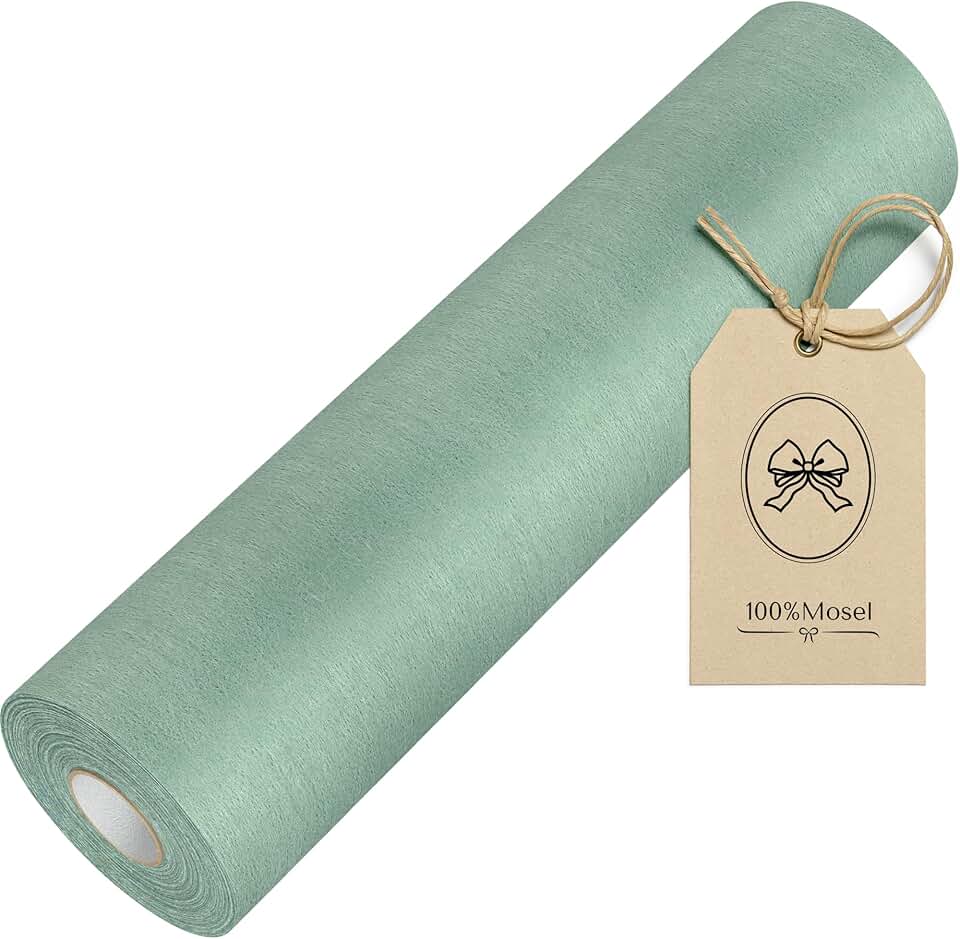 100%Mosel - Chemin de table, vert eucalyptus - 30x2500cm - non-tissé décoratif pour fêtes
