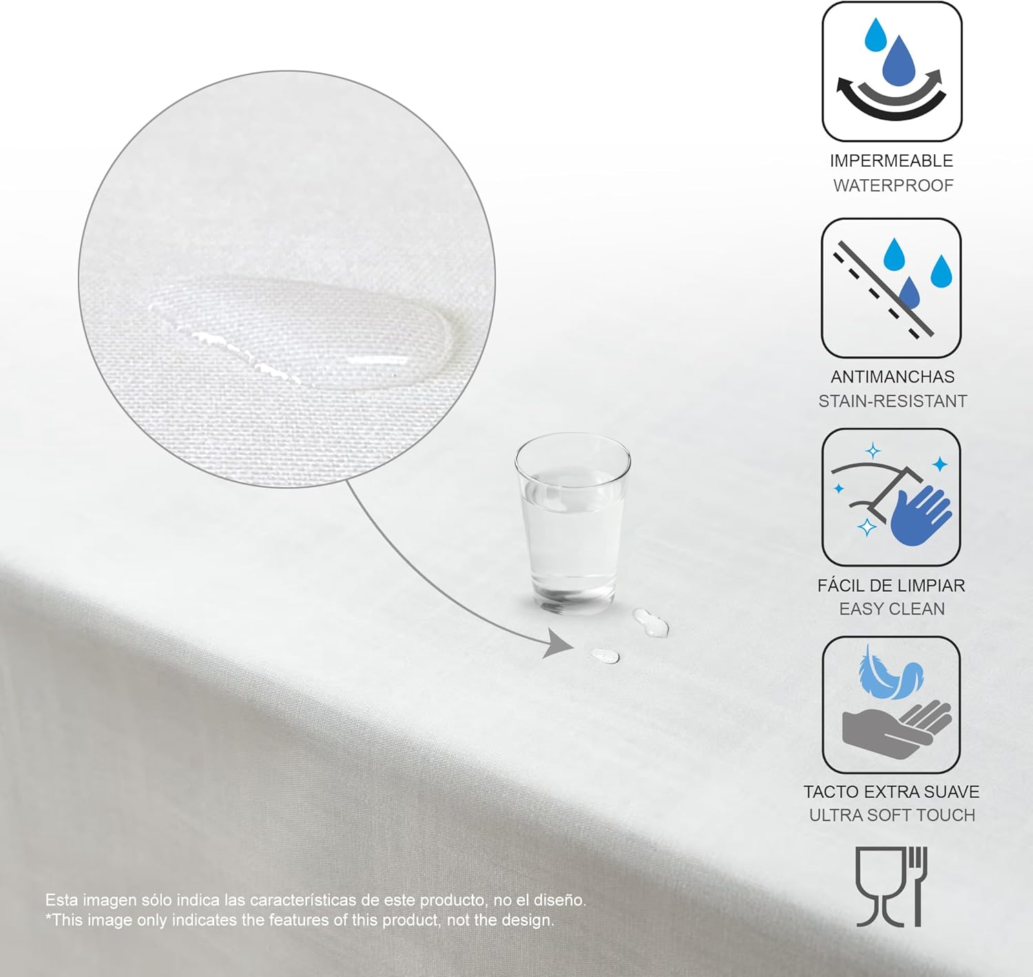 Nappe en toile cirée - rectangulaire 200x140 cm - anti-taches, imperméable, facile d'entretien, gris