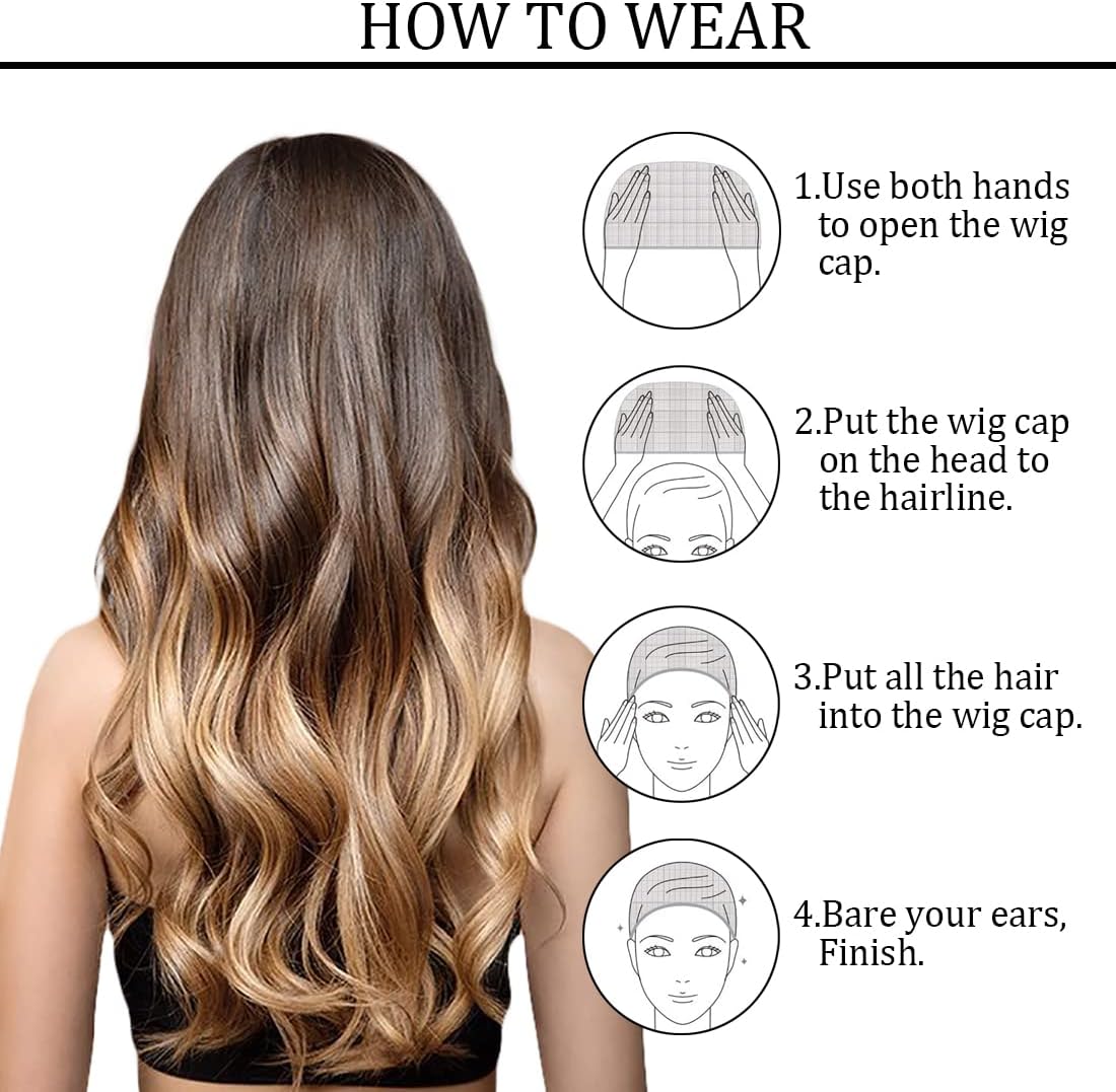 Bonnets de perruque nylon extensibles, 6 pcs, doux, respirants