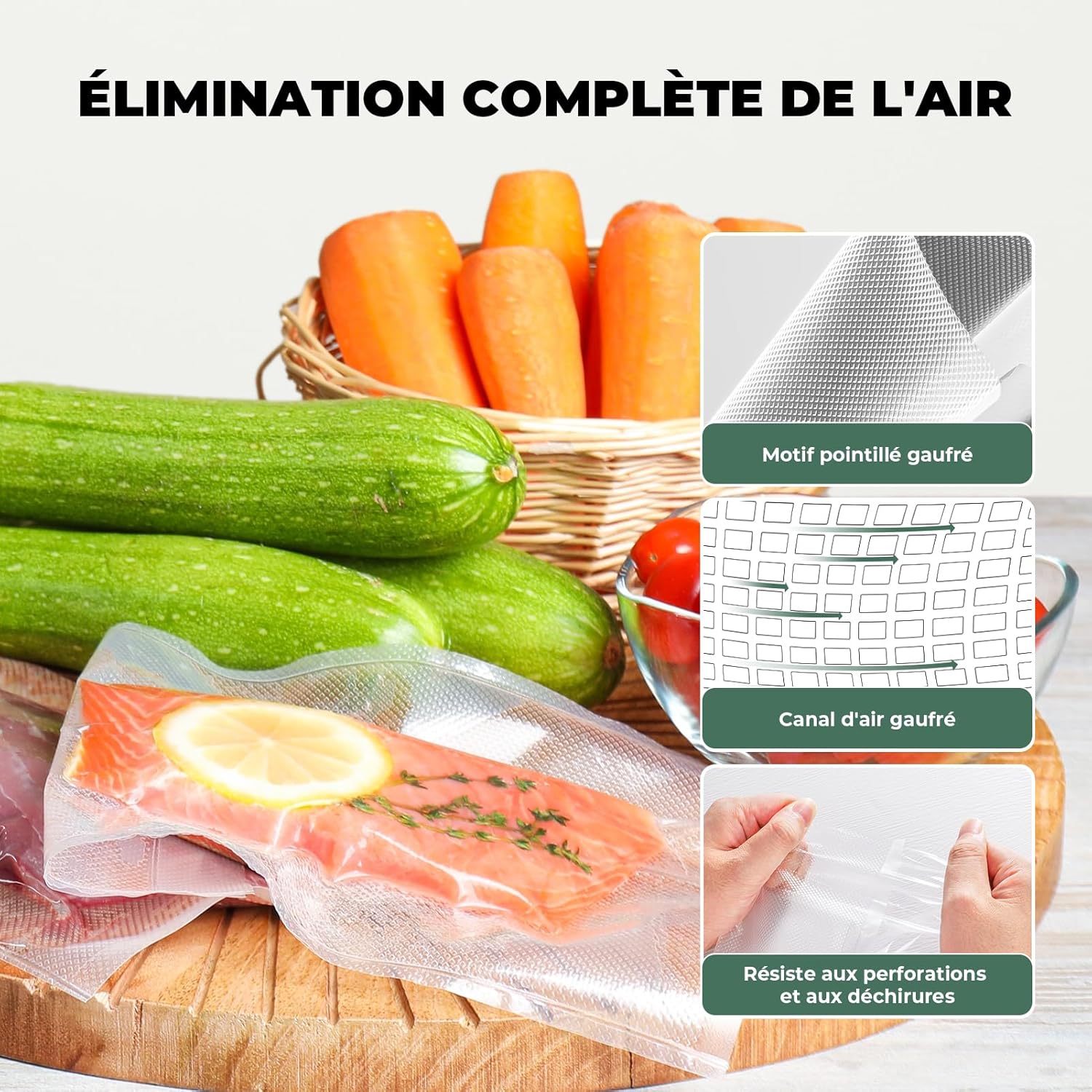 Rouleau sous vide alimentaire - lot de 10 - 28x300cm & 20x300cm - sans BPA, compatible machines sous vide