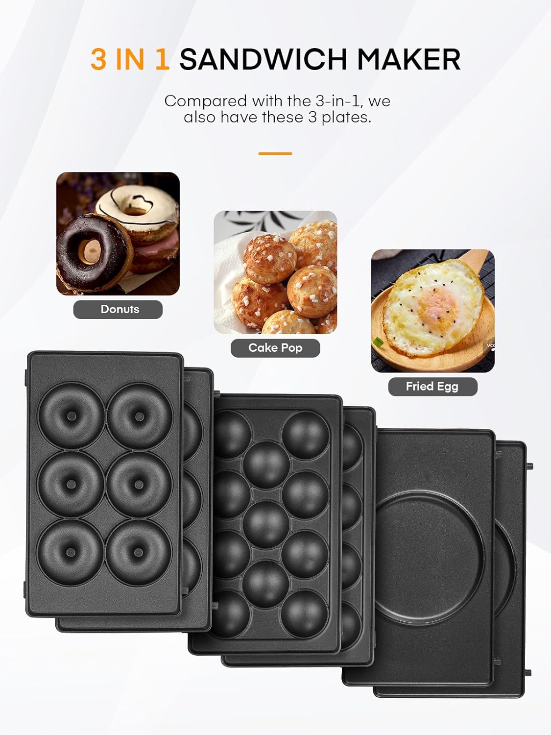 Gaufrier multifonction 6 en 1 - 750W, 6 plaques, thermost. auto, double face