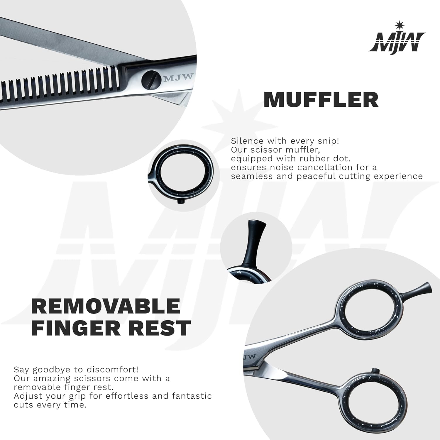 MJW - ciseaux effileur inox - coupe texturante 16 cm - ergonomiques