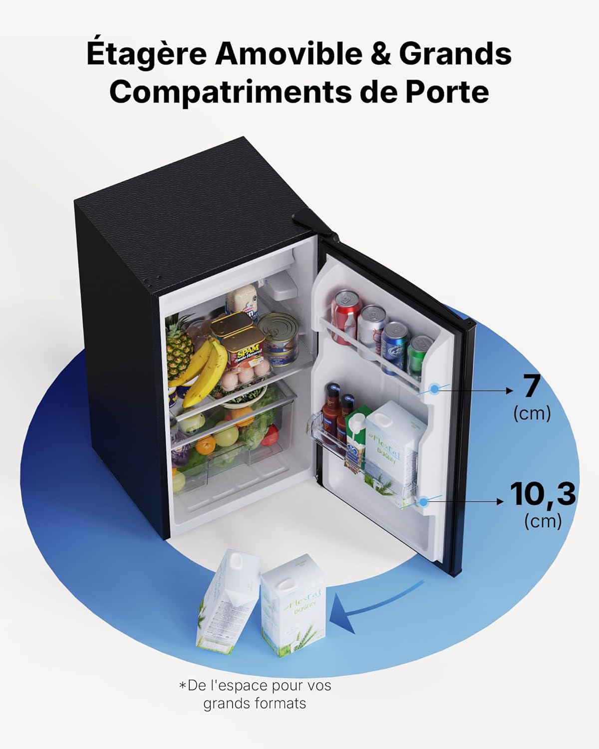 Upstreman - CR85 - 85L - frigo compact, LED, thermostat réglable, porte réversible