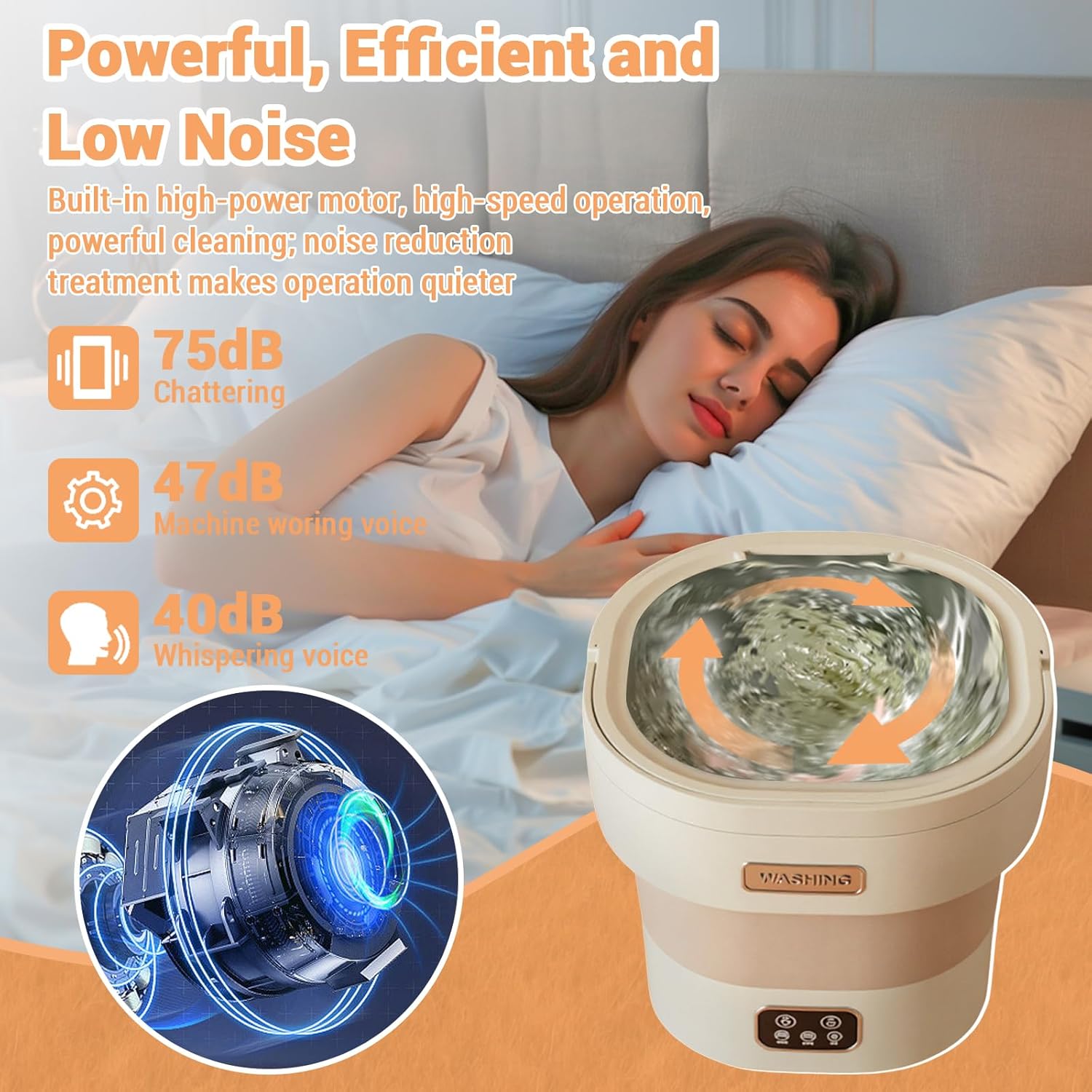 Mini machine à laver - pliable 12L - 45dB, essorage, ultra-silencieuse