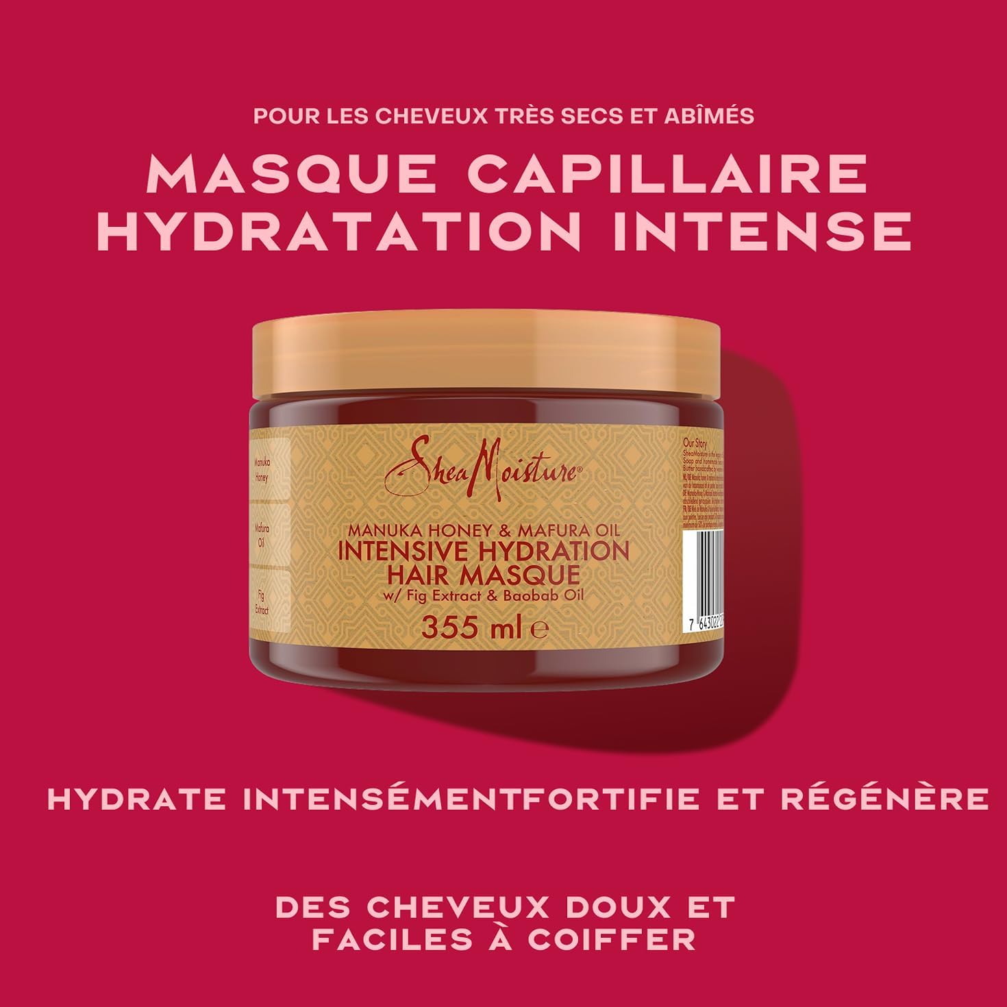 Shea Moisture - Masque Hydratation Intense - 355ml - Miel de Manuka, Huile de Mafura, cheveux secs