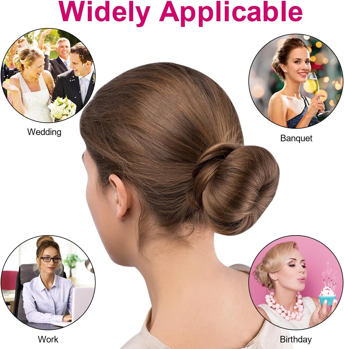 URAQT - machine à chignons donuts - 6+8cm - 4 donuts, 30 épingles, jaune crème