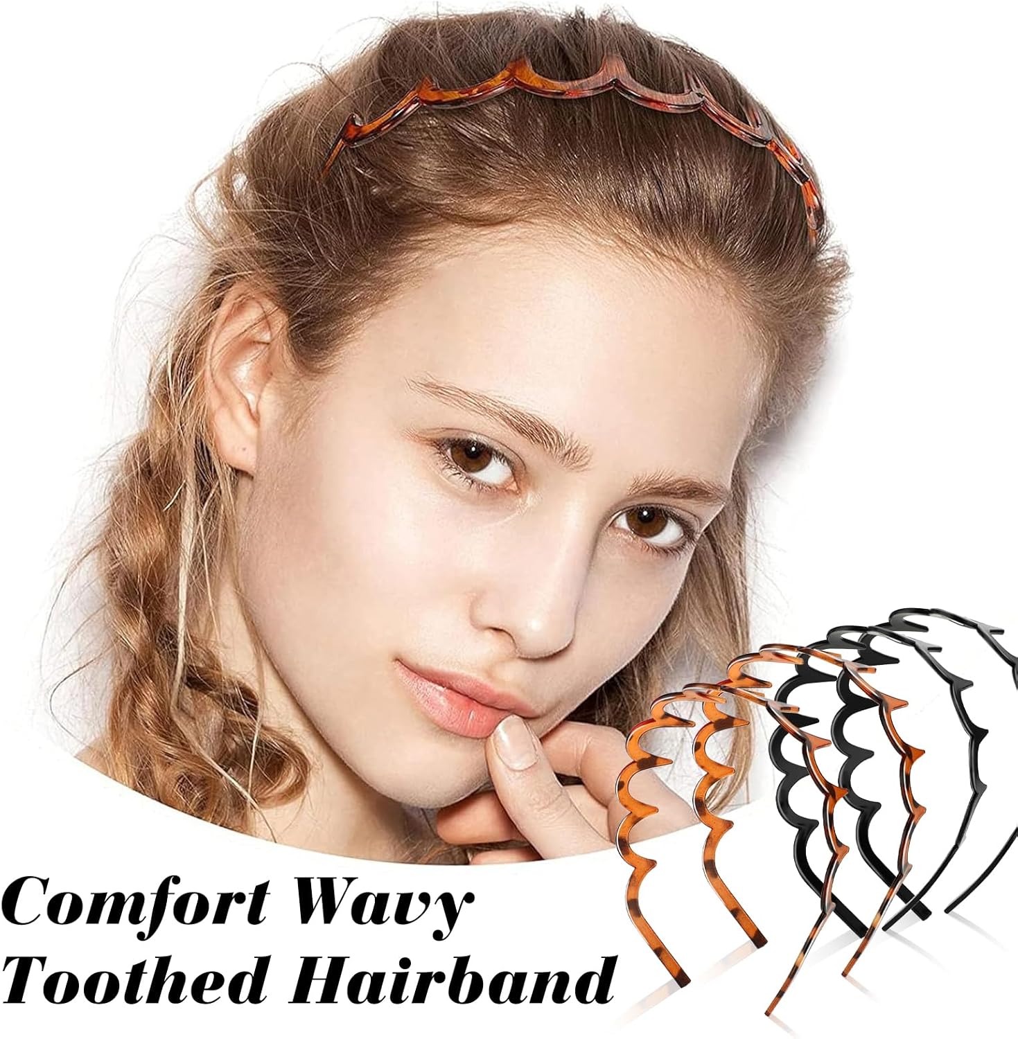 Serre-tête zig zag - lot de 4 - plastique ondulé antidérapant - Fitness, maquillage