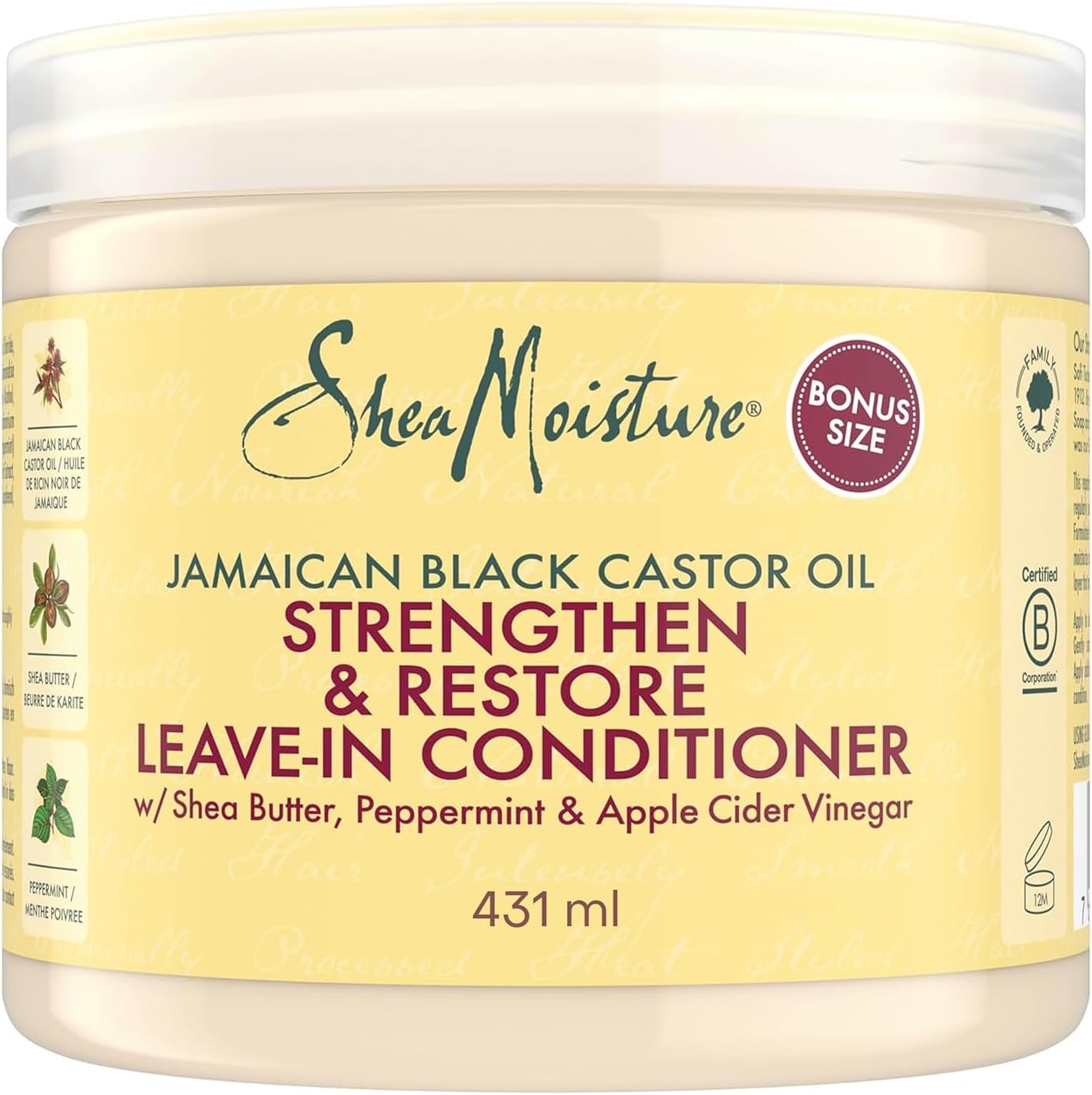 Shea Moisture - Huile de ricin noir - 431 ml - après-shampooing sans rinçage pour cheveux naturels