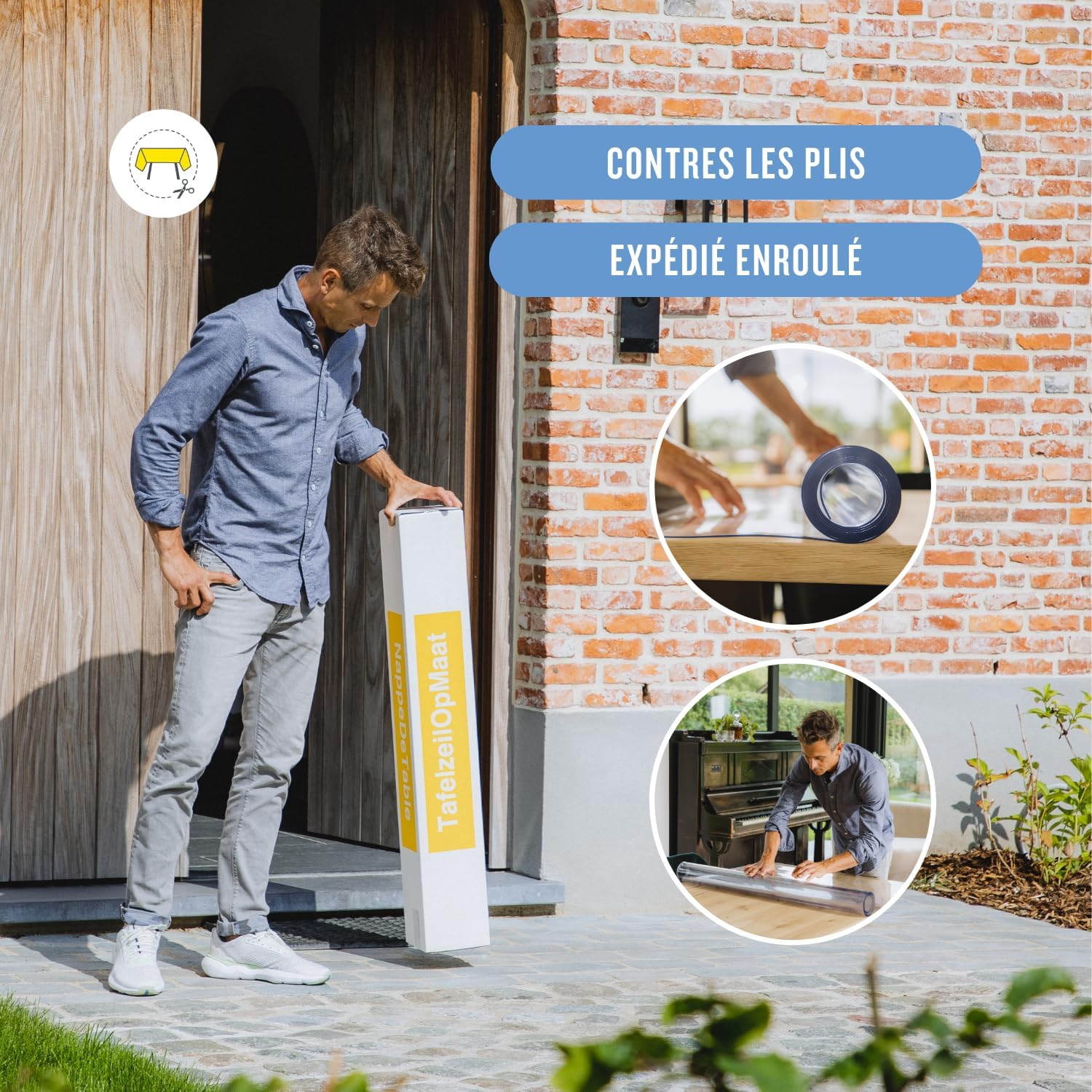 Nappe transparente ronde 80cm - épaisseur 3mm - anti-tache lavable