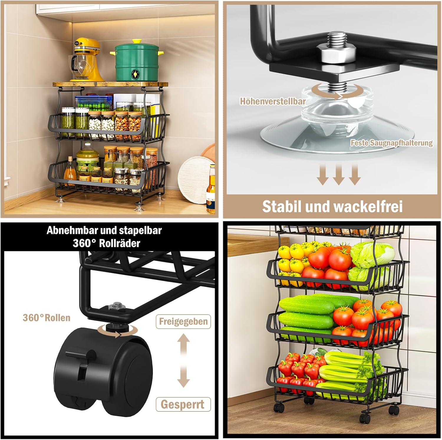 Organisateur cellier 5 niveaux - rangement roulettes - cuisine/bain -