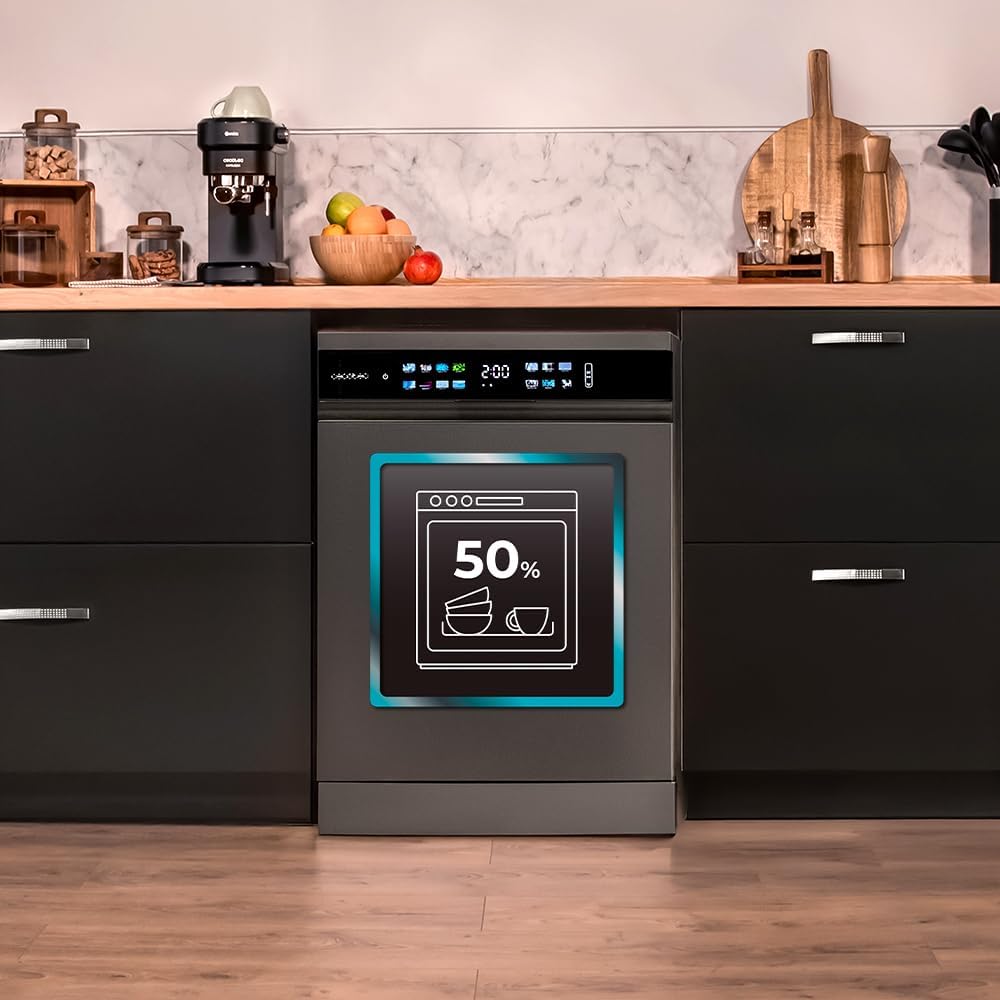 Cecotec - Bolero Aguazero (série 6210) - 60cm - 15 couverts, Classe D, écran FullColor, Dual Zone, Aquastop, plateau rég