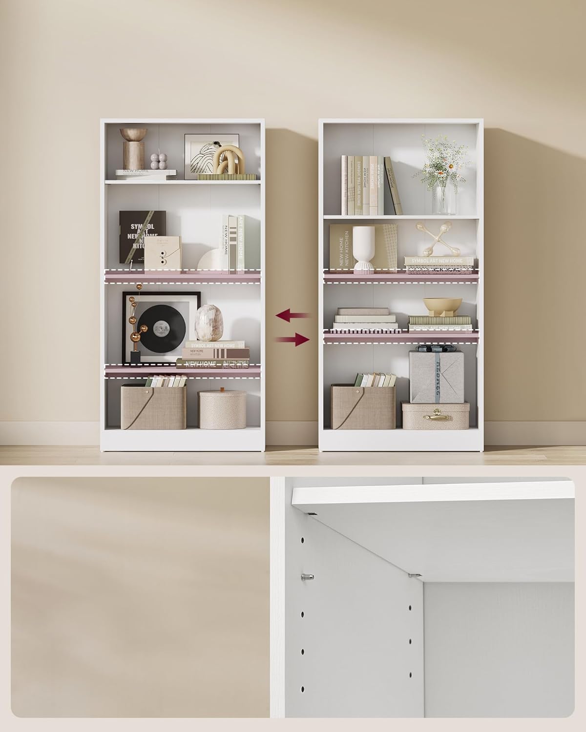 VASAGLE - étagère bibliothèque 4 niveaux - 24x60x121,5cm - rangement ouvert design blanc LBC107T14