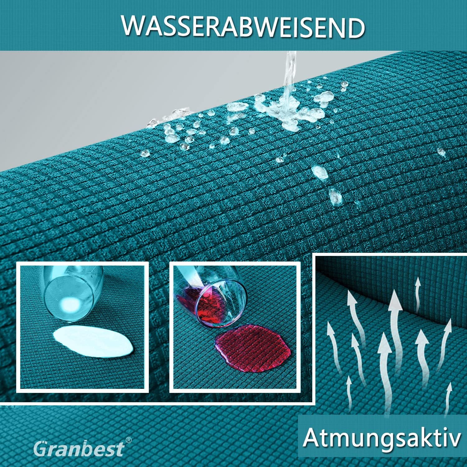 Granbest - housse de futon sans accoudoirs - 180x120cm - imperméable, hautement extensible, antidérapante, noir vert