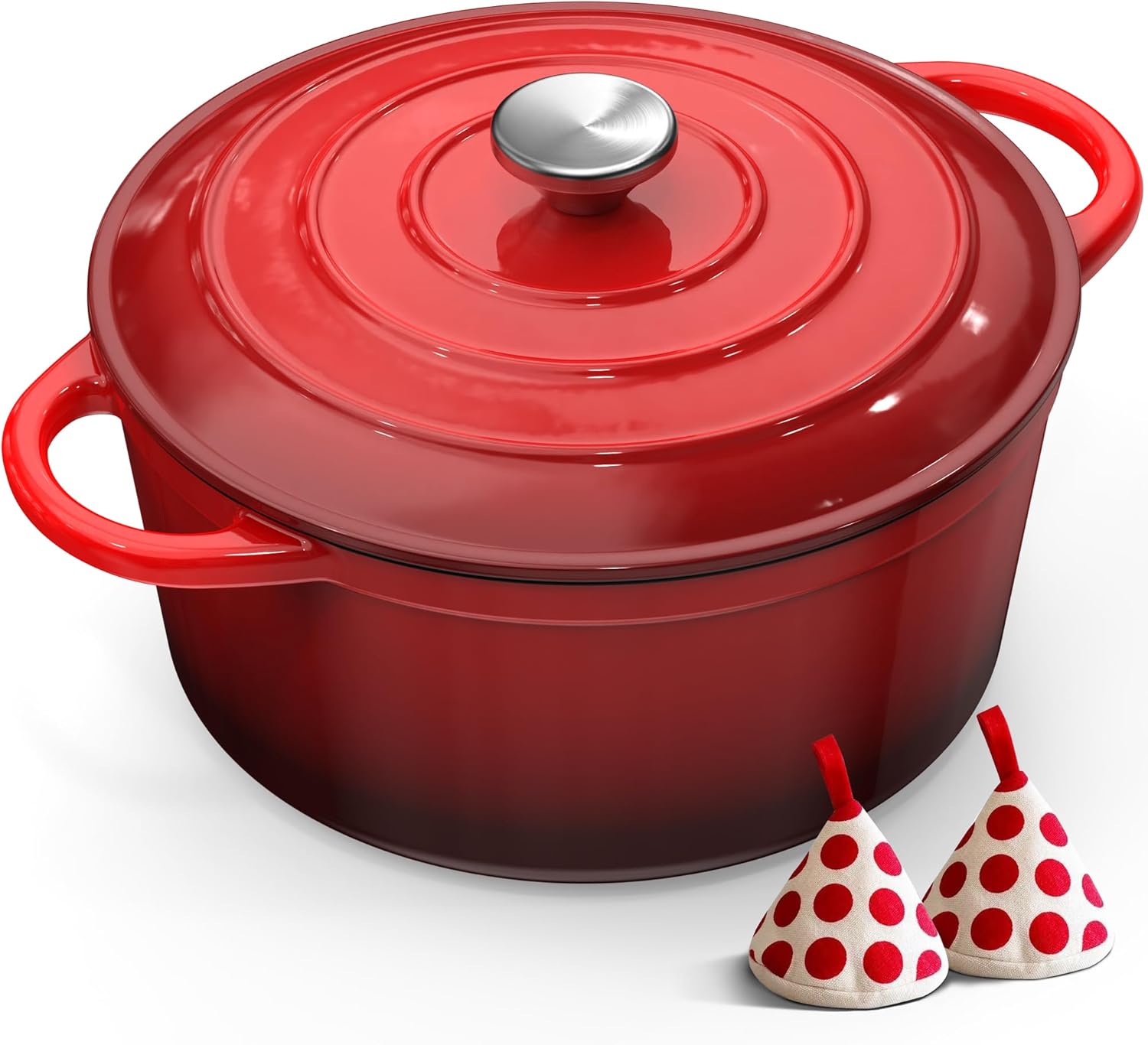 Topbooc - cocotte fonte série 26cm rouge 5L couvercle induction