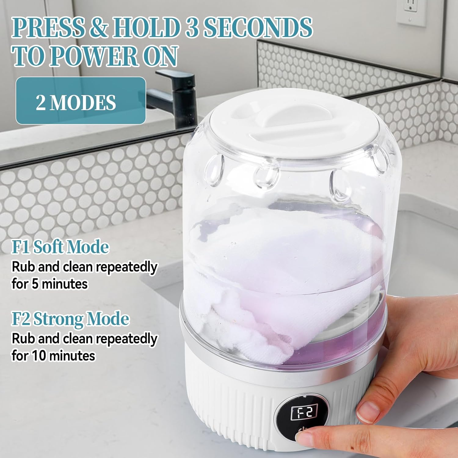 Mini machine à laver portable - 2 modes, 15W, compacte, idéale voyage
