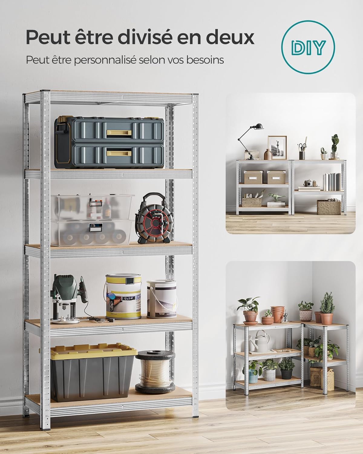 SONGMICS - étagère 5 niveaux, 40x90x180cm, capacité 875kg, GLR040E02