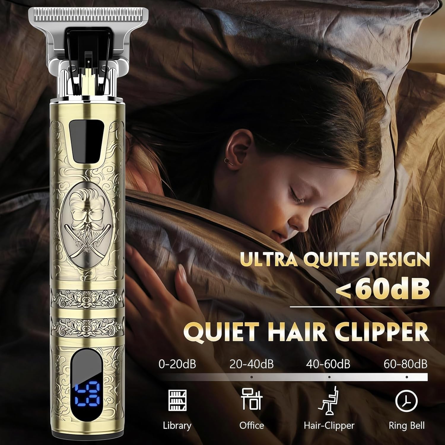 Tondeuse Cheveux Homme - Lame T zéro écart, 4 peignes, IPX7, USB rechargeable - Coupe précise - 1.5-4mm