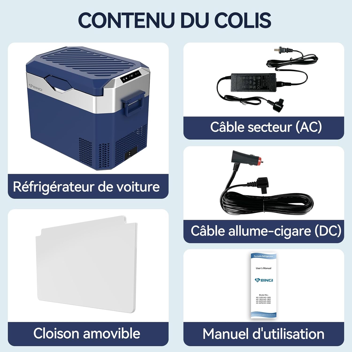 BINGI - glacière électrique 30L - silen. ≤45dB, -18°C à +15°C